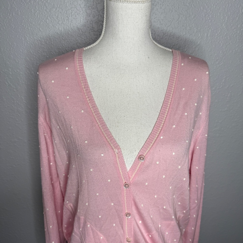 Escada Light pink & white polk a dot Cardigan button up sweater -cp - Picture 3 of 10